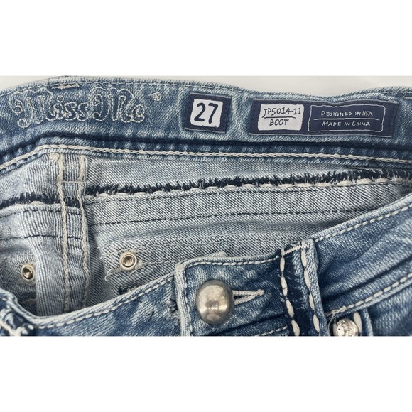 MISS ME JP5014-11 Boot Cut Womens Distressed Jeans 27 Flap Pockets Cowgirl - Picture 3 of 12